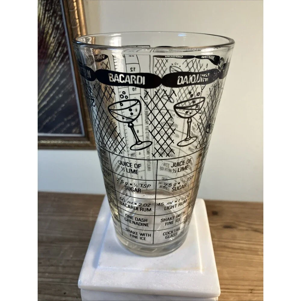 VTG 50’s Irvinware USA Party Barware Drink Recipe Cocktail Mixer Shaker Glass 6”
